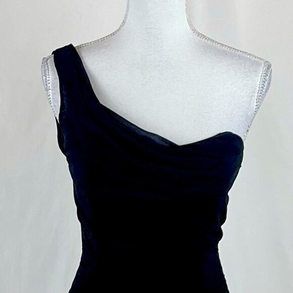 Hayley Paige Occasions Black Evening Party One Shoulder Maxi Dress NWOT Size 10 - Picture 3 of 14